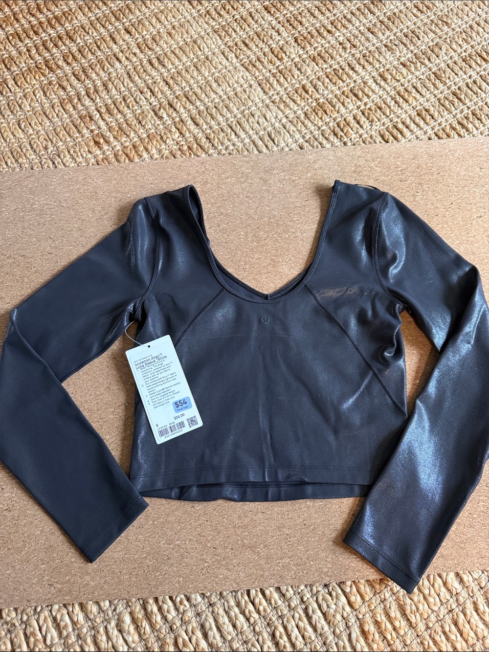 lululemon athletica Black Long-Sleeve V-Neck Crop Top